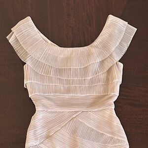 BCBGMaxAzria Cream Pleated Mini Dress